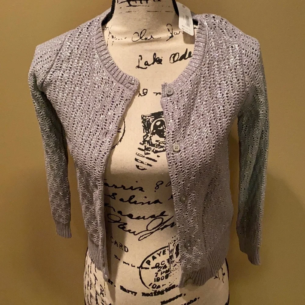 Gymboree silver button up‎ girls sweater 7-8 NWT